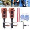Bokknppo Tree Climbing Spikes Set Stainless Steel Cow Leather Tree Climbing Gear Pole Height Adjustable Tree Climbing Tool with Safety Belt Gloves for Outdoor Jungle Survival Fruit Picking (Orange-2) view 3