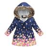 Toddler Girls' Winter Coat Insulated Long Parka Hooded Puffer Jacket with Faux Fur Collar Kids Fleece (Navy, 6-7 Years) view 1