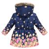 Toddler Girls' Winter Coat Insulated Long Parka Hooded Puffer Jacket with Faux Fur Collar Kids Fleece (Navy, 6-7 Years) view 2