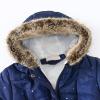Toddler Girls' Winter Coat Insulated Long Parka Hooded Puffer Jacket with Faux Fur Collar Kids Fleece (Navy, 6-7 Years) view 3