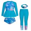 GRACE KARIN Girls Long Sleeve Bathing Suit Feather Rashguard Swimsuit for Girl Size 7-8 view 1