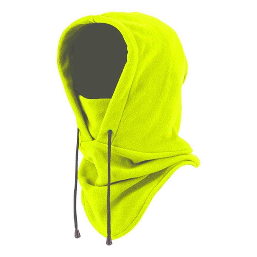 Fleece Balaclava Cycling Skullies Cap with Neck Gaiter Winter Warm Face Mask Windproof Hood Hat Fluorescent Green