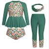 Girls Swimsuits Size 7 Green Daisy Tree Bathing Suit Sun Protect Rash Guard Sets view 1