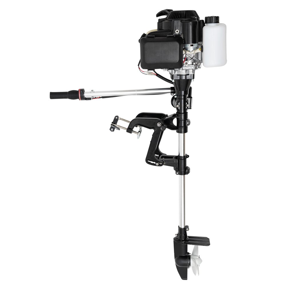 4 Stroke 7.5HP Outboard Motor, 144CC Heavy Duty Inflatable Fishing Boat Engine with Hand and Electric Start, Gasoline Boat Motor Engine with Air Cooling TCI System for Wooden Boats, Kayaks