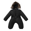 Baby Girls Winter Coats Jumpsuit Infant Outerwear Hooded Donw Jacket Snowsuit Coat Baby Romper (T1-Black, 6-9 Months) view 3