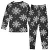 ALAZA White Snowflake Black Merry Christmas 2 Piece Pajama Set Long Sleeve Top and Pants Sleepwear Unisex 24M view 2