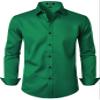 JEMITOP Men's Stretch Wrinkle Free Dress Shirts Formal Wedding Prom Long Sleeve Button Down Shirt Green M view 1