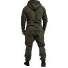 Hulpvktsgiq Men's Hooded Jumpsuit Zip Up One Piece Pajamas Fleece Playsuit Jogger Sweatsuit Overall Jogging Romper Tracksuit (Army Green c, S) view 3