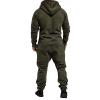 Hulpvktsgiq Men's Hooded Jumpsuit Zip Up One Piece Pajamas Fleece Playsuit Jogger Sweatsuit Overall Jogging Romper Tracksuit (Army Green c, S) view 4