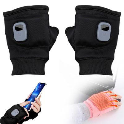 Heated Gloves for Women, Upgraded Smart Thermostatic Electric Heated Fingerless Gloves Rechargeable, Winter Hand Warmer for Work Cycling Skiing Outdoor Snow (Black, one Size)