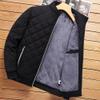 QOAAIE Men's Fleece Lined Quilted Jackets Winter Parka Stand Collar Padded Jackets Casual Windproof Bomber Coat (Black,Large) view 4