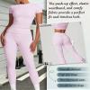 yoga sets for women 2 piece Seamless Workout Sets for Women High Waist Removing chest pad workout sets (pink, S) view 2