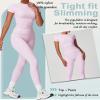 yoga sets for women 2 piece Seamless Workout Sets for Women High Waist Removing chest pad workout sets (pink, S) view 3