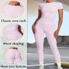 yoga sets for women 2 piece Seamless Workout Sets for Women High Waist Removing chest pad workout sets (pink, S) view 4