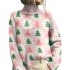Christmas Sweater for Women Turtleneck Tree Elk Printed Long Sleeve Tops Lightweight Warm Casual Sweatshirt Plus Size C-White view 1