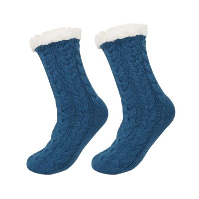 BCJDIEIV Socks Autumn and Winter Thick Velvet Slip Sleeping Socks, Carpet Floor Socks Color Home Socks Hiking Socks(Blue Twist)