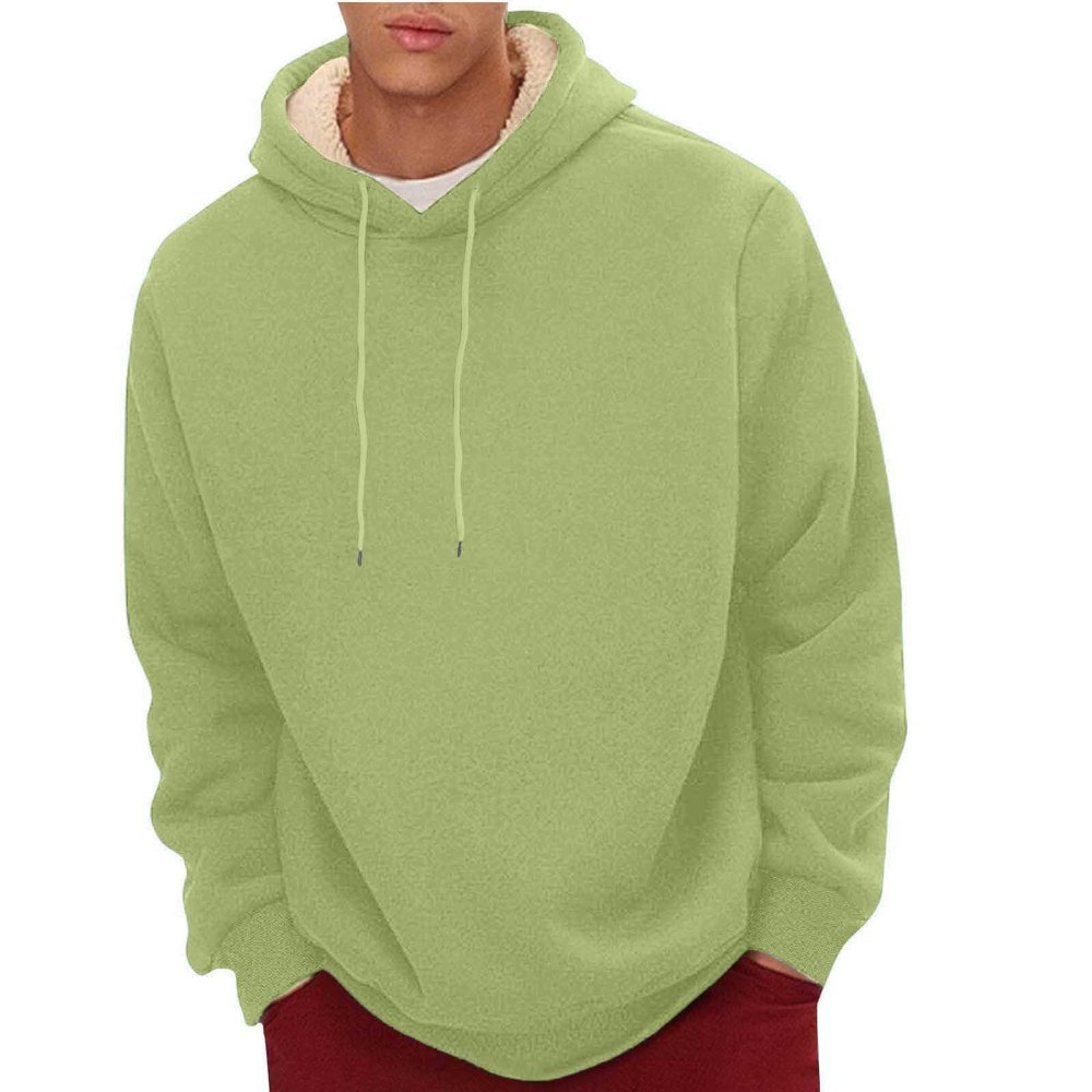 SXMURP Sherpa Lined Hoodie Men Men'S Casual Fleece Sherpa Lined Hoodie Winter Warm Pullover Hooded Sweatshirt Tops Clothing Outfits Green 5Xl