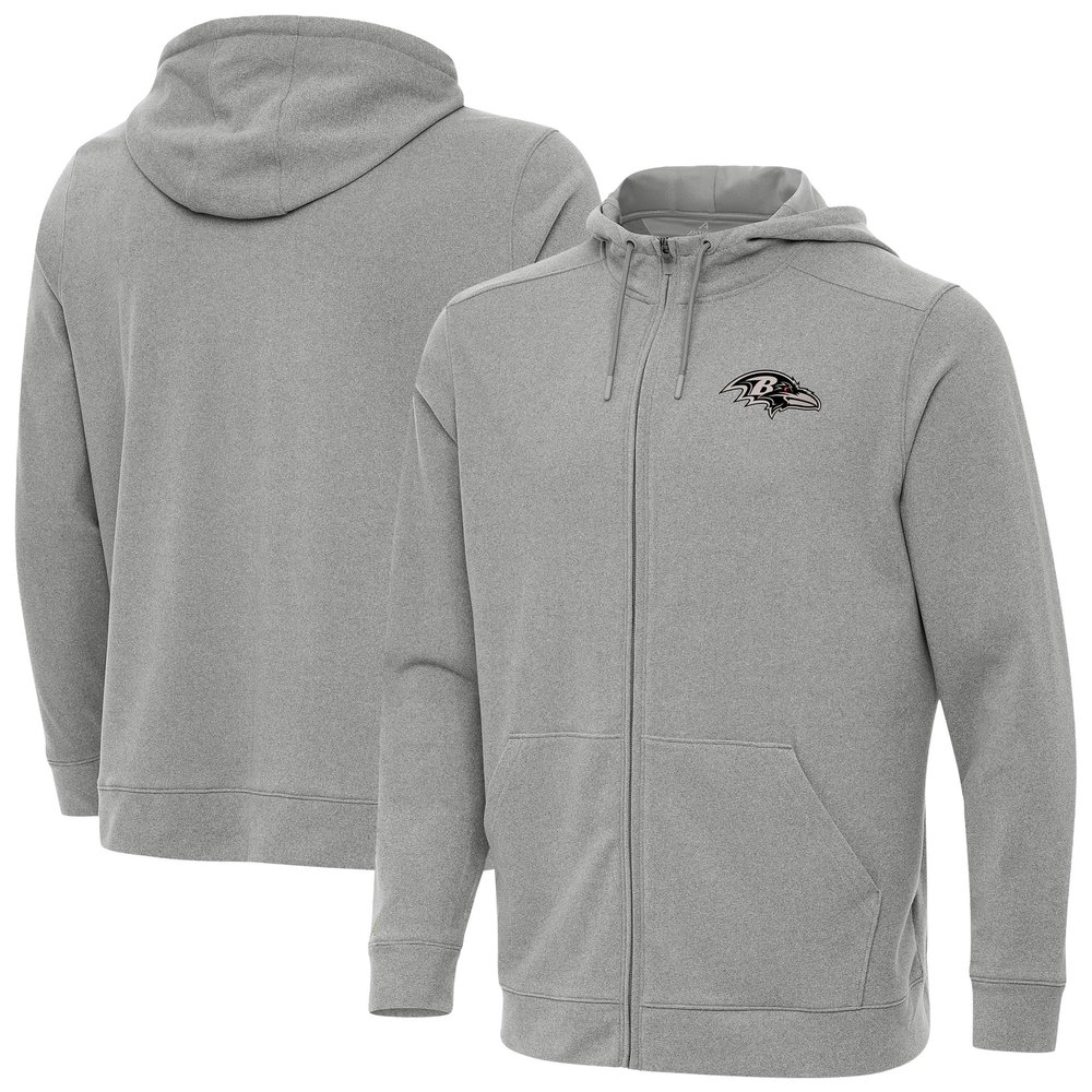 Antigua Men's Heather Gray Baltimore Ravens Effortless Full-Zip Hoodie Jacket