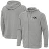 Antigua Men's Heather Gray Baltimore Ravens Effortless Full-Zip Hoodie Jacket view 1