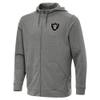 Antigua Men's Heather Black Las Vegas Raiders Effortless Full-Zip Hoodie Jacket view 2