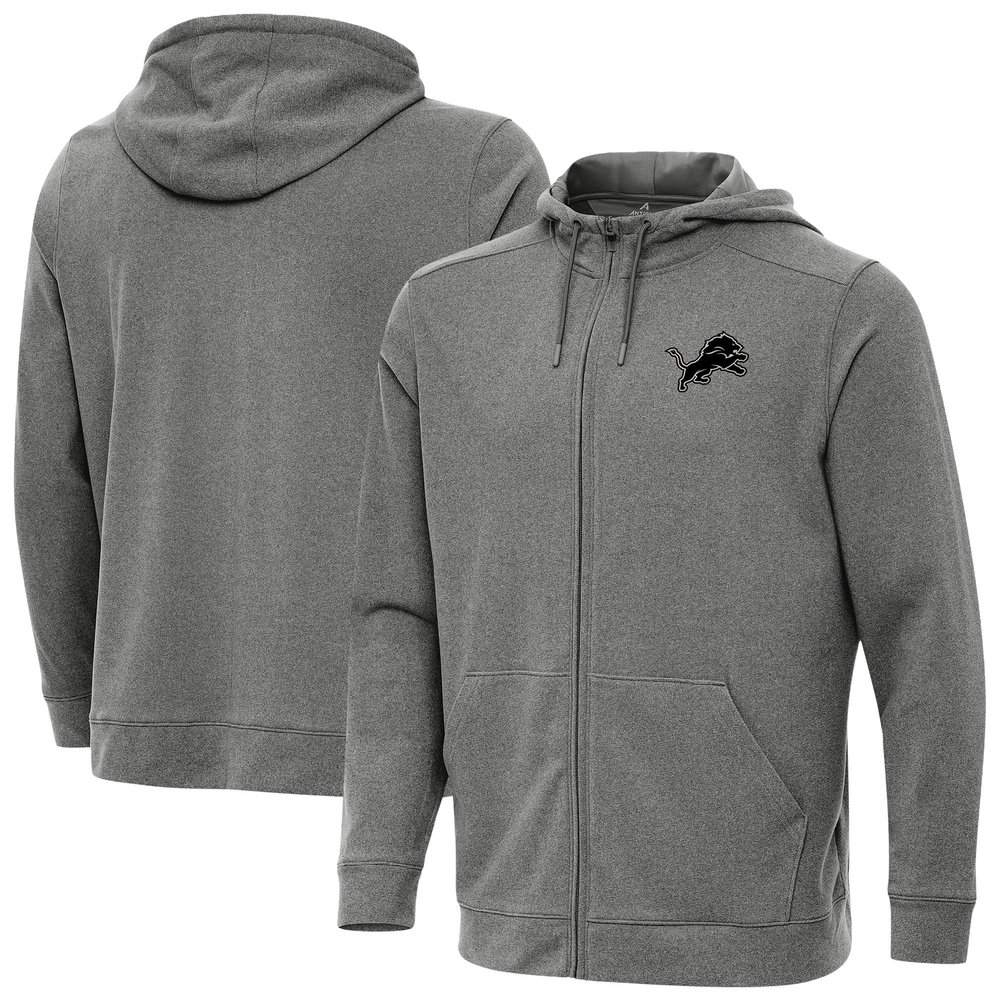 Antigua Men's Heather Black Detroit Lions Effortless Full-Zip Hoodie Jacket