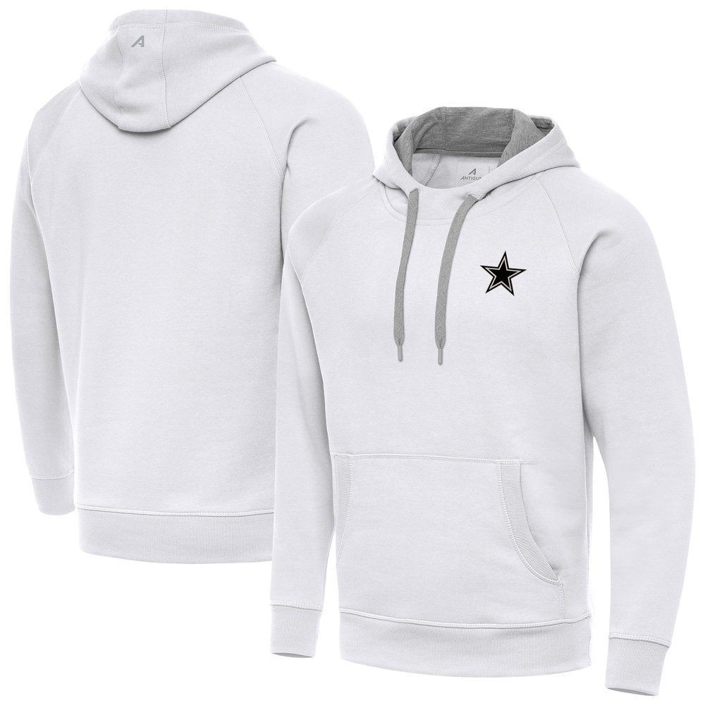 Antigua Men's White Dallas Cowboys Brushed Carbon Victory Pullover Hoodie