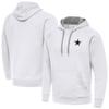 Antigua Men's White Dallas Cowboys Brushed Carbon Victory Pullover Hoodie view 1