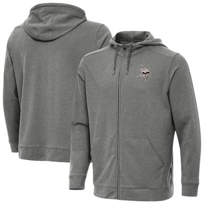 Antigua Men's Heather Black Minnesota Vikings Effortless Full-Zip Hoodie Jacket