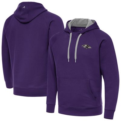 Antigua Men's Purple Baltimore Ravens Brushed Carbon Victory Pullover Hoodie