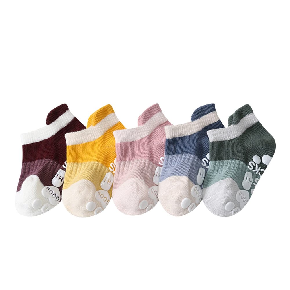 5 Pair Toddler Baby Girls Boys Non-slip Socks with Grips Set Soft Elegant Cartoon Socks Set Cute And (B, 1-3 Years)