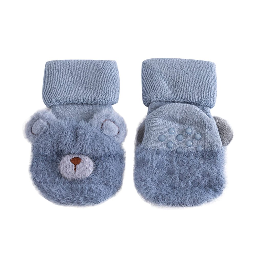 Toddler Baby Boys Girls Solid Thicken Socks Warm Soft Sole Non Slip Socks Soft And Elegant Girls Socks (Blue, One Size)