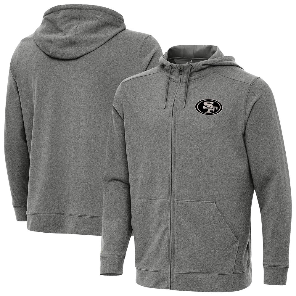 Antigua Men's Heather Black San Francisco 49ers Effortless Full-Zip Hoodie Jacket