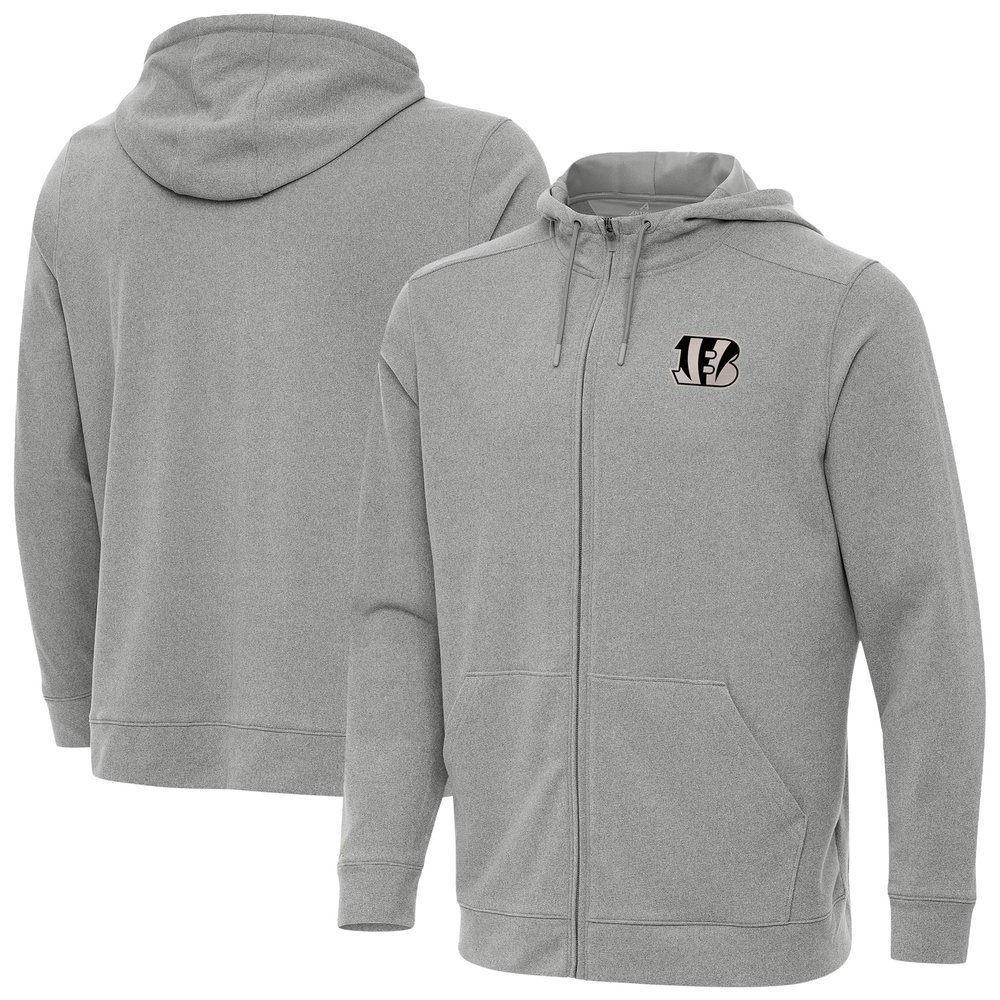Antigua Men's Heather Gray Cincinnati Bengals Effortless Full-Zip Hoodie Jacket