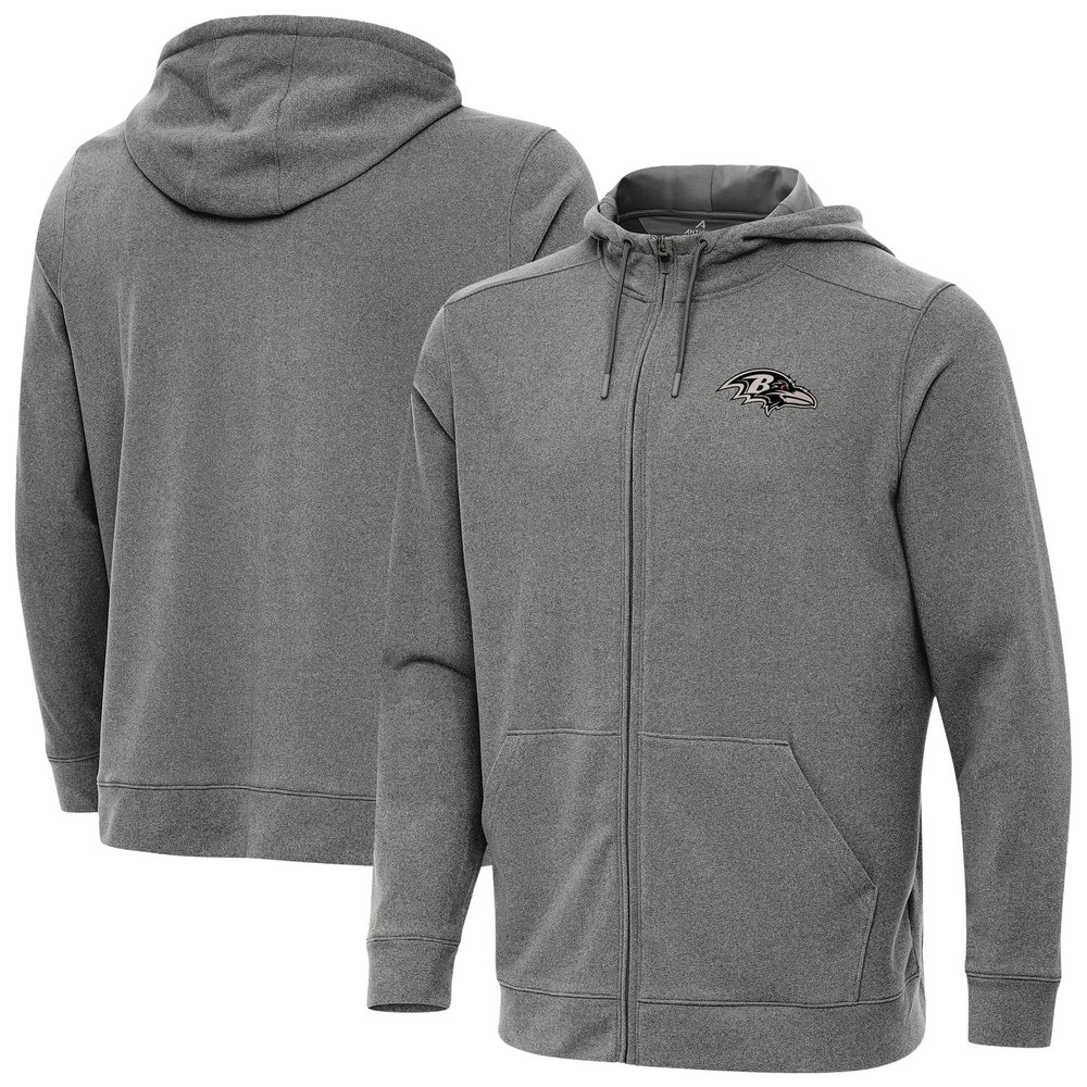 Antigua Men's Heather Black Baltimore Ravens Effortless Full-Zip Hoodie Jacket