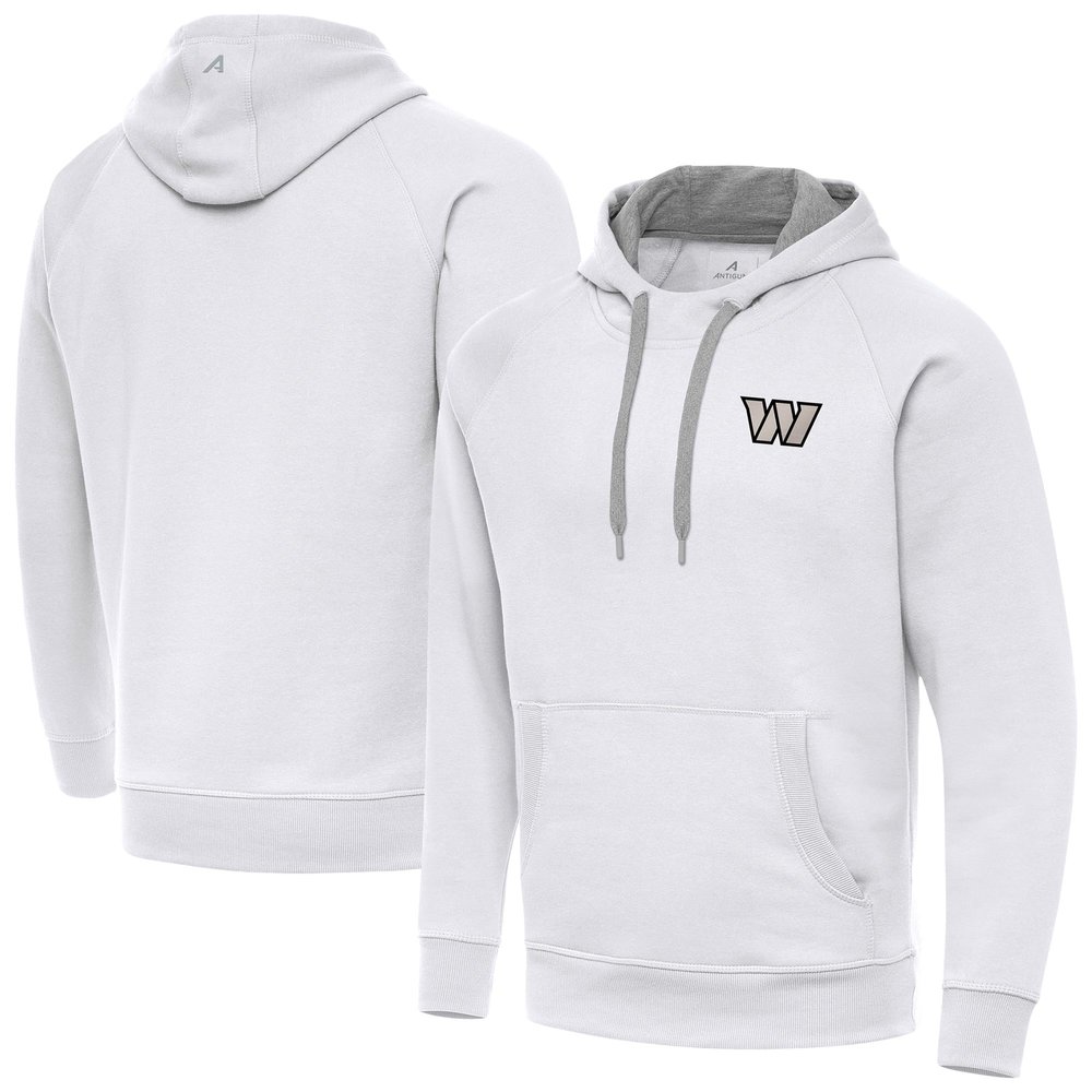Antigua Men's White Washington Commanders Brushed Carbon Victory Pullover Hoodie