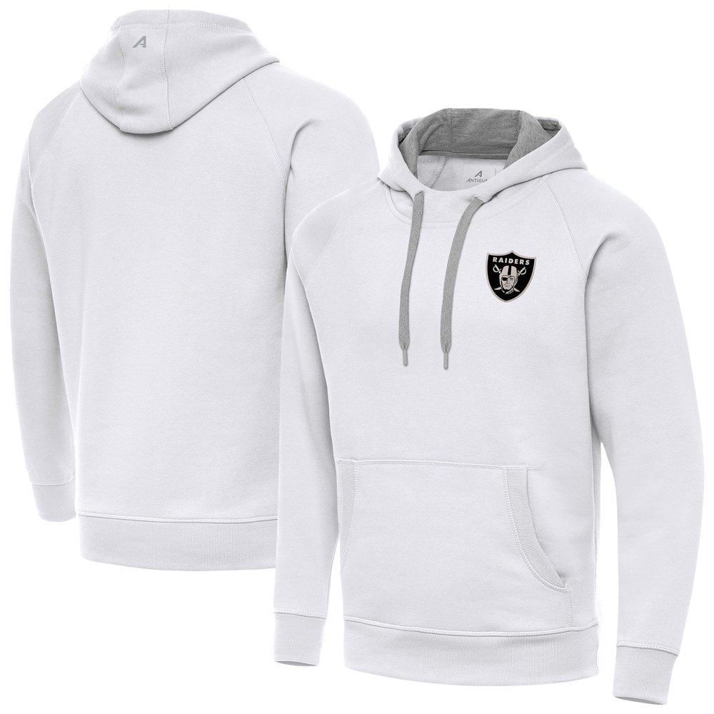 Antigua Men's White Las Vegas Raiders Brushed Carbon Victory Pullover Hoodie