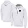 Antigua Men's White Las Vegas Raiders Brushed Carbon Victory Pullover Hoodie view 1