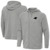 Antigua Men's Heather Gray Carolina Panthers Effortless Full-Zip Hoodie Jacket