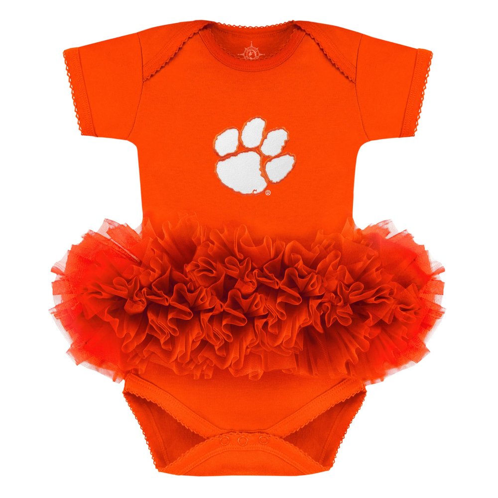 Creative Knitwear College Baby Tutu Bodysuit Dress - Clemson Tigers Logo, Orange, 12 Months, for Girls