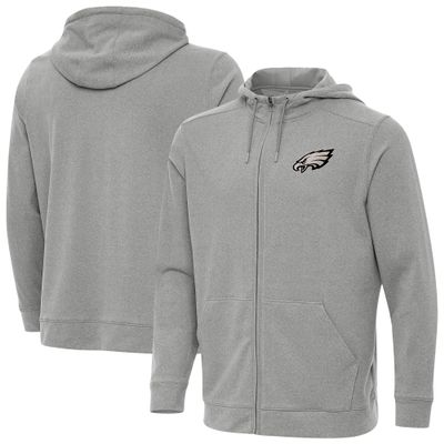 Antigua Men's Heather Gray Philadelphia Eagles Effortless Full-Zip Hoodie Jacket