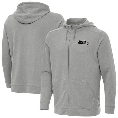 Antigua Men's Heather Gray Seattle Seahawks Effortless Full-Zip Hoodie Jacket