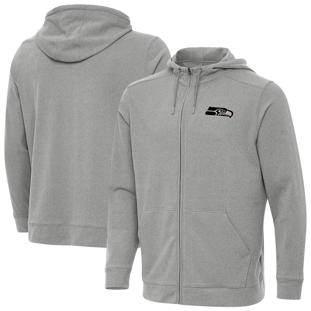 Antigua Men's Heather Gray Seattle Seahawks Effortless Full-Zip Hoodie Jacket