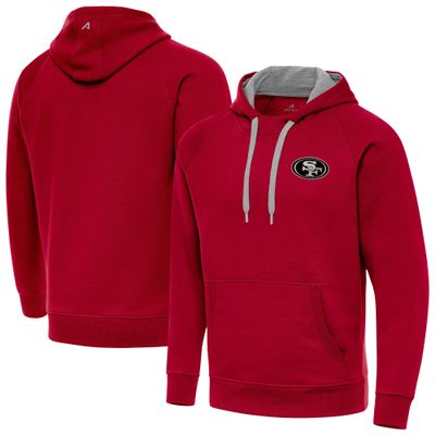 Antigua Men's Scarlet San Francisco 49ers Brushed Carbon Victory Pullover Hoodie