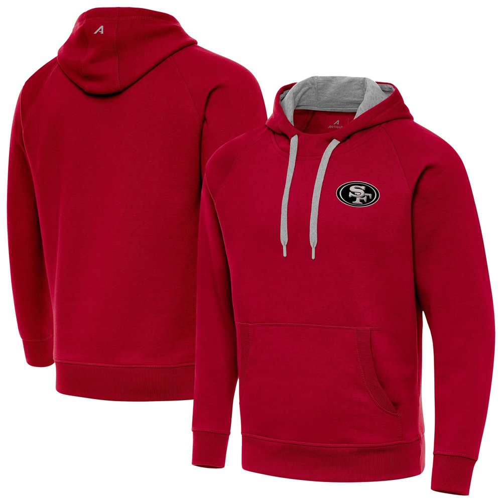Antigua Men's Scarlet San Francisco 49ers Brushed Carbon Victory Pullover Hoodie