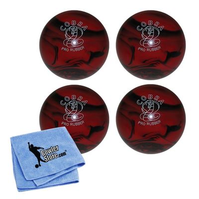 Bowlerstore Products EPCO Candlepin Bowling Ball- Cobra Pro Rubber, Red & Black (4 1/2 inch- 2lbs. 6oz.) 4 Balls