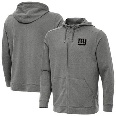 Antigua Men's Heather Black New York Giants Effortless Full-Zip Hoodie Jacket