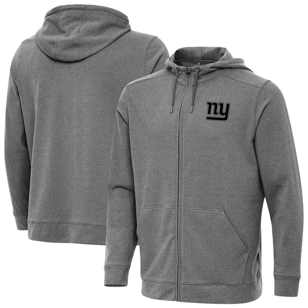 Antigua Men's Heather Black New York Giants Effortless Full-Zip Hoodie Jacket