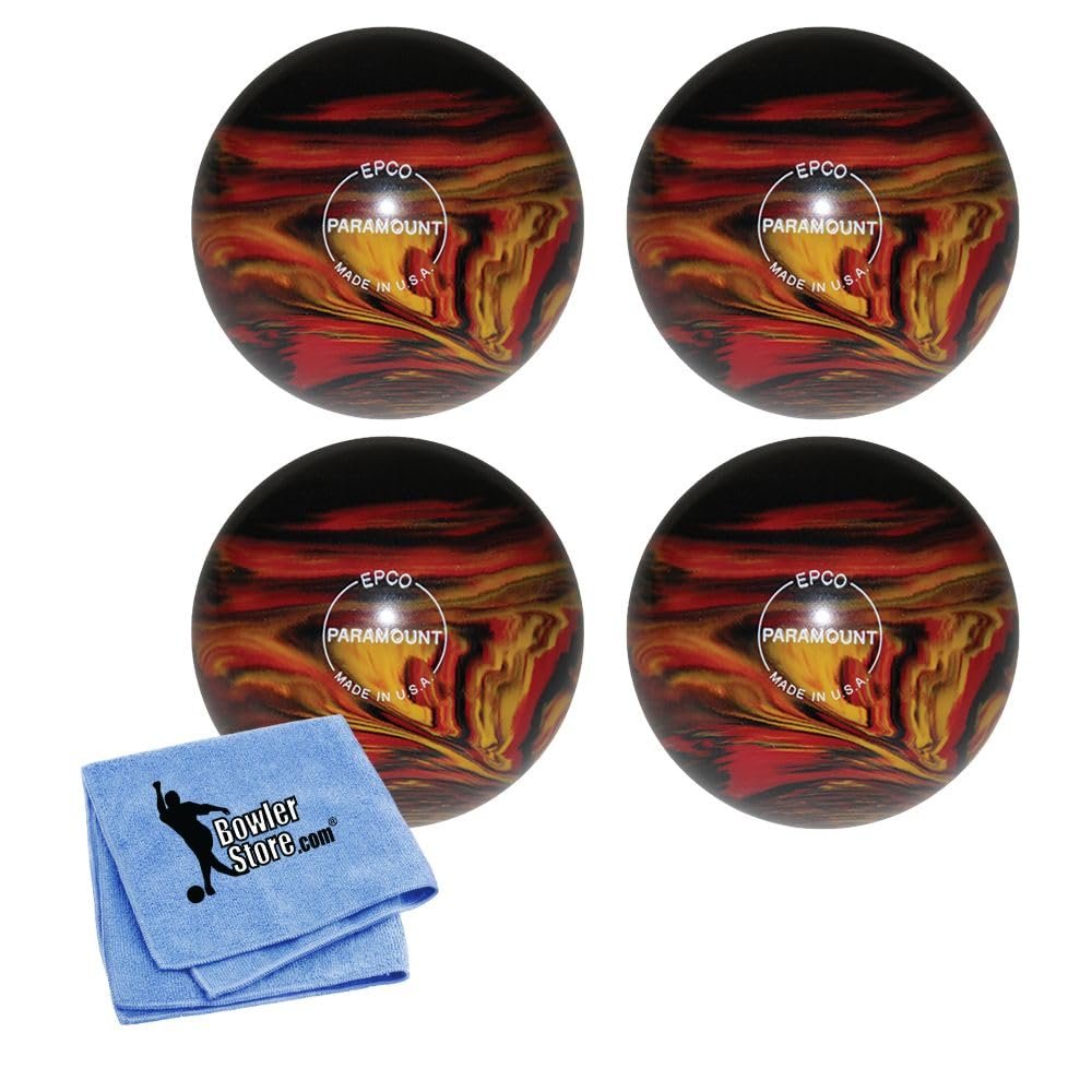 Bowlerstore Products EPCO Candlepin Bowling Ball- Marbleized - Black, Red & Yellow 4 1/2 inch- 2lbs. 6oz. 4 Balls
