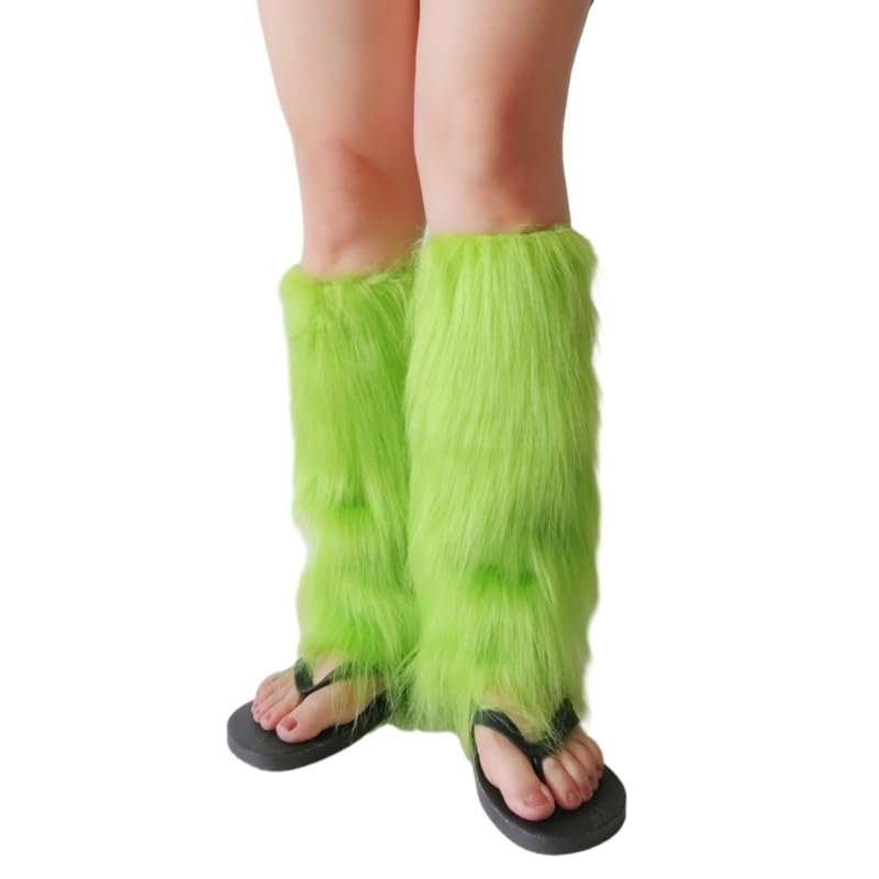 Jesscasday Leg Warmer Women Faux Furs Fuzzy Long Boots Shoes Cuffs Cover Warm Furry Costume