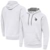 Antigua Men's White Minnesota Vikings Brushed Carbon Victory Pullover Hoodie view 1